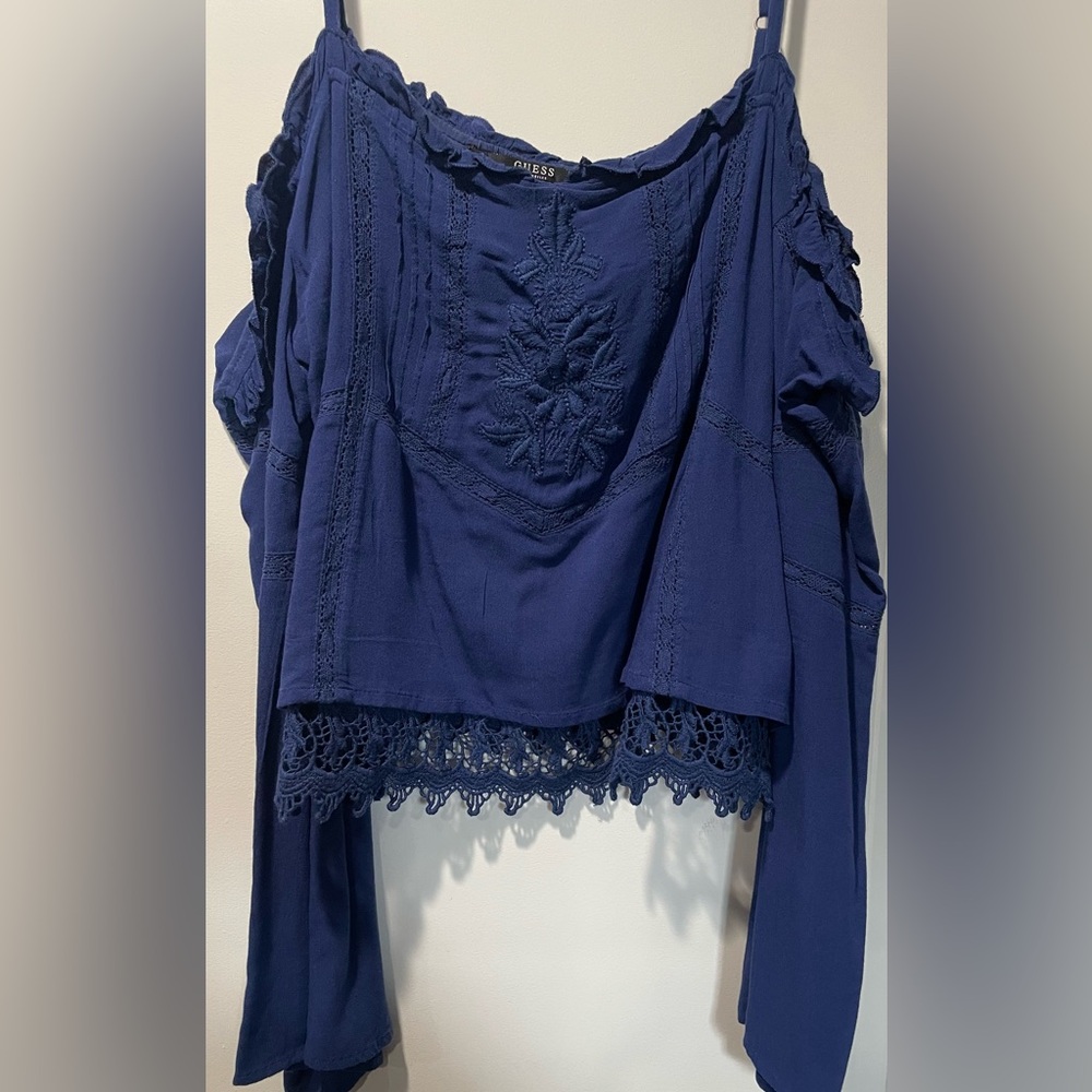Guess Spaghetti Strap Off the Shoulder Peasant Top